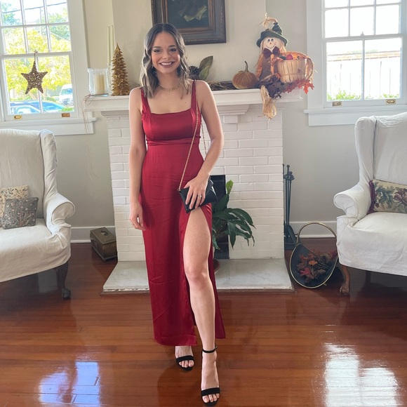 Reformation Solay Silk Dress Sangre - Size 4 - Picture 5 of 6